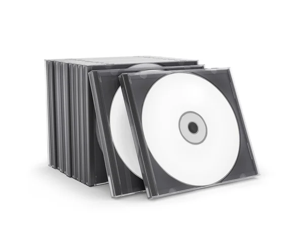 Scatola CD con disco su sfondo bianco — Foto Stock