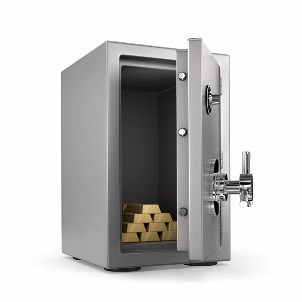 Gold in safe isolated — Stock Photo, Image