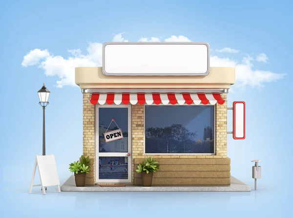 Concept van winkel. Opslaan met kopie ruimte bord op de hemel CHTERGRO — Stockfoto
