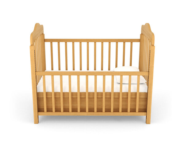 Baby bed wooden isolated on a white background