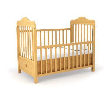 Beyaz arka plan altında izole Bebek karyolası
