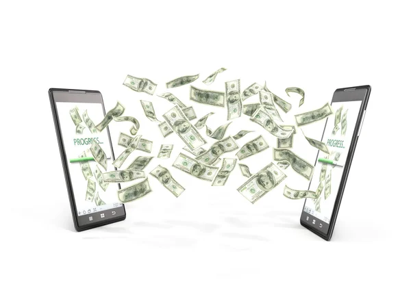 Mobile Money Transfer geïsoleerd op een Whie achtergrond — Stockfoto