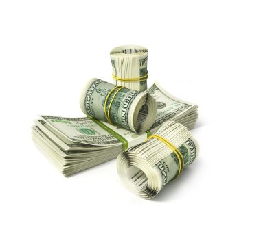 rulo üzerinde beyaz izole dolar