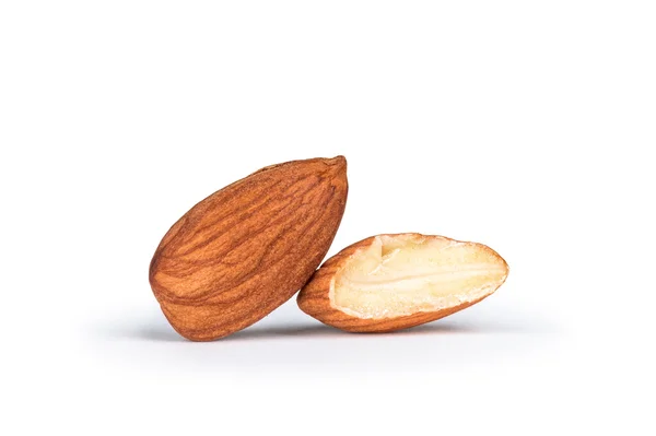 Tasty almonds nuts isolated on white background — Stock Photo, Image