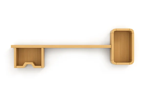 Concept of training. Empty bookshelf in form of key. The key of — Stock Photo, Image