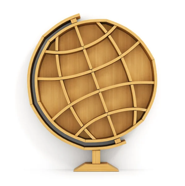 Concept of training. Empty bookshelf in form of globe. Science a — Stock Photo, Image