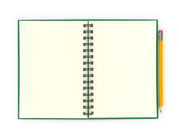 Notepad with pencil on white background. — Stock Photo, Image