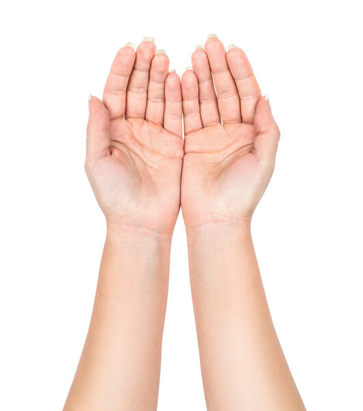 Open palm gesture. isolated on white background