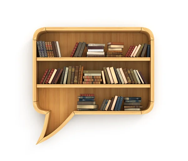 Concept of training. Wooden bookshelf full of books in form of d — Stock Photo, Image