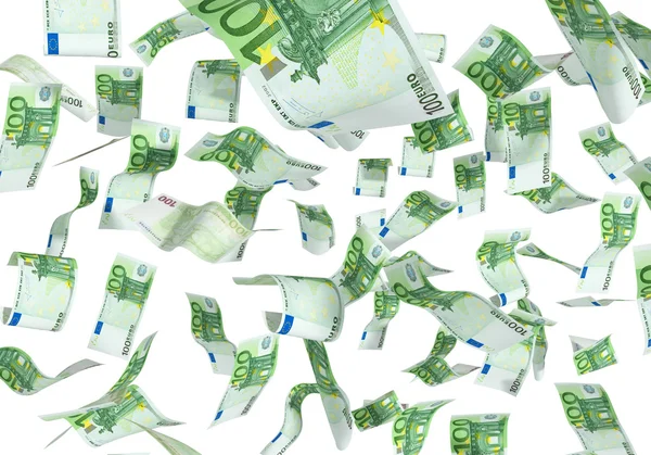 Caída de euros sobre fondo blanco — Foto de Stock