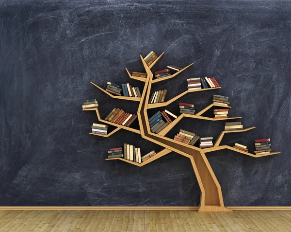 Concept of science. Bookshelf full of books in form of tree on a — Stock Photo, Image