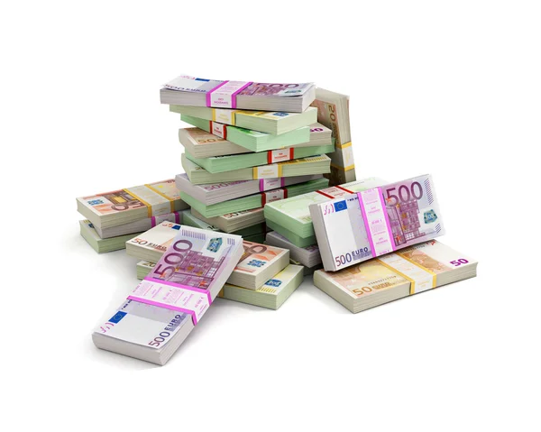 Euro money stack isolato su sfondo bianco — Foto Stock