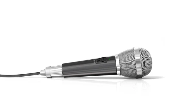 Mikrofon med sladd på vit bakgrund. — Stockfoto