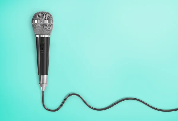 Concept of analog signal. Microphone with cord in the form of an — Stock Photo, Image