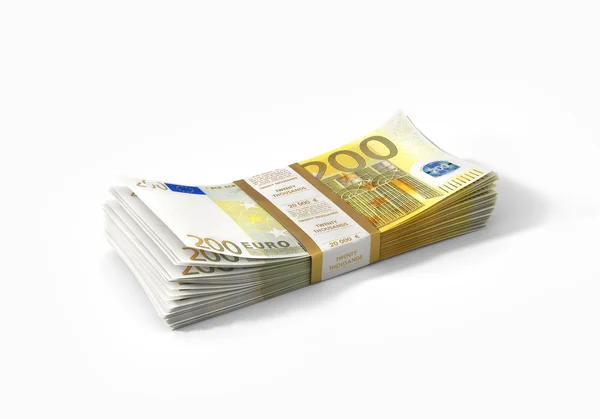 Pile de 200 billets de banque en euros — Photo