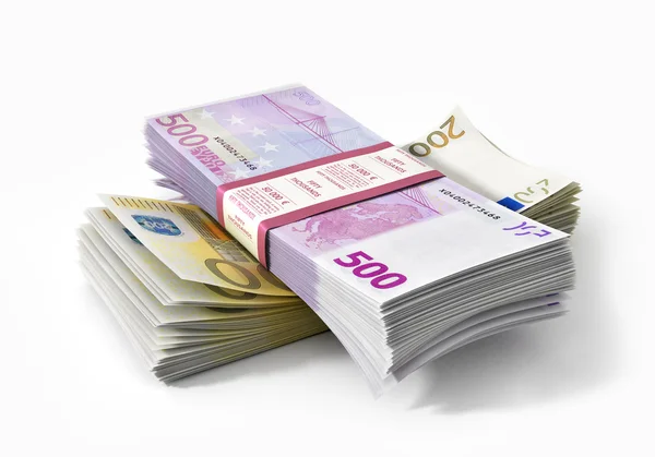 Stacks of Euros money  on white background — Stock Photo, Image