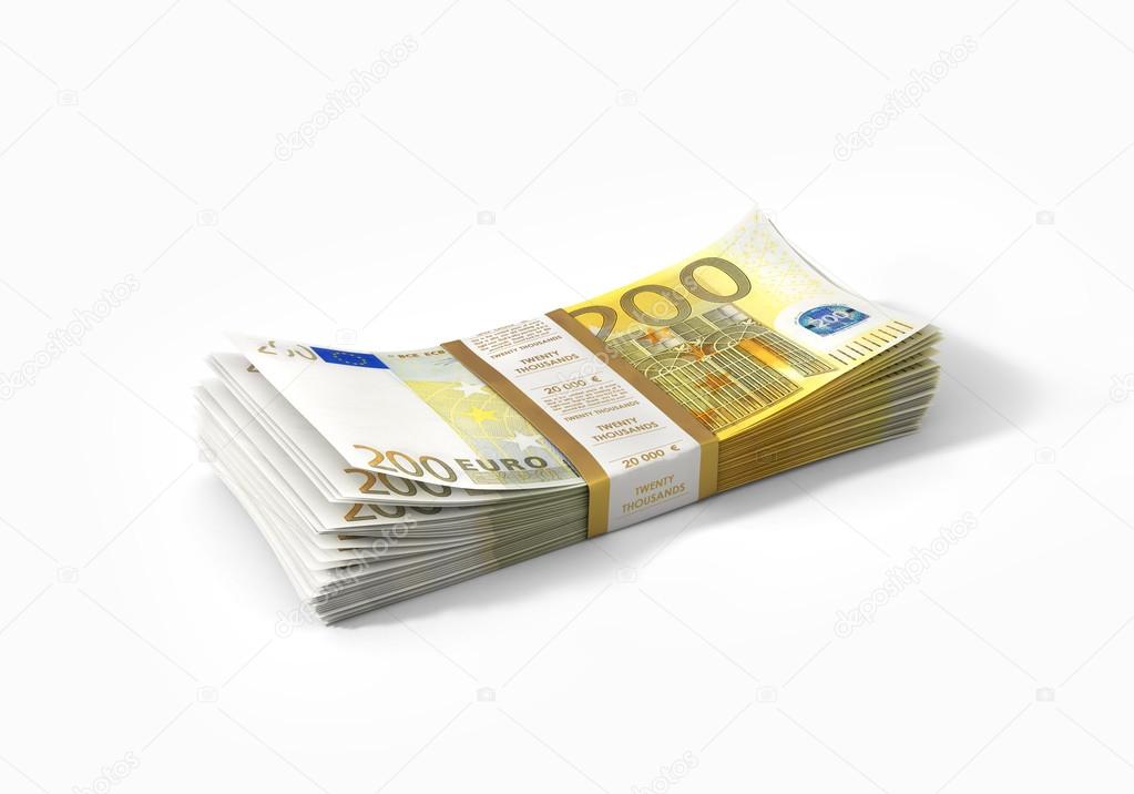 Stack 200 euro bank notes Stock by 86006370