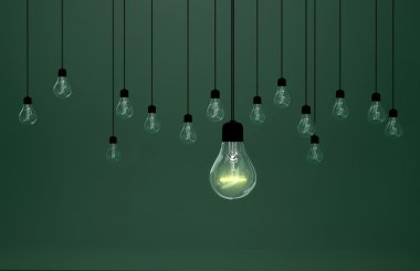 yeşil arka plan, fikir kavramı üzerinde Lightbulbs
