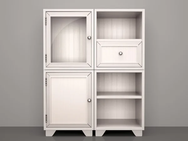 Illustration of white dresser with open shelves — Stock Photo, Image