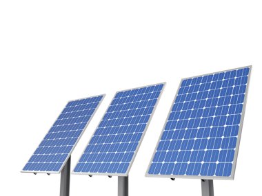 Çevre güneş paneli Polonyalılar, izole beyaz adam bir dizi