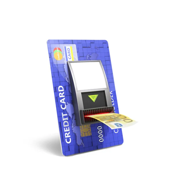 Credit catd with cash validator; concept; payment — Stock Photo, Image