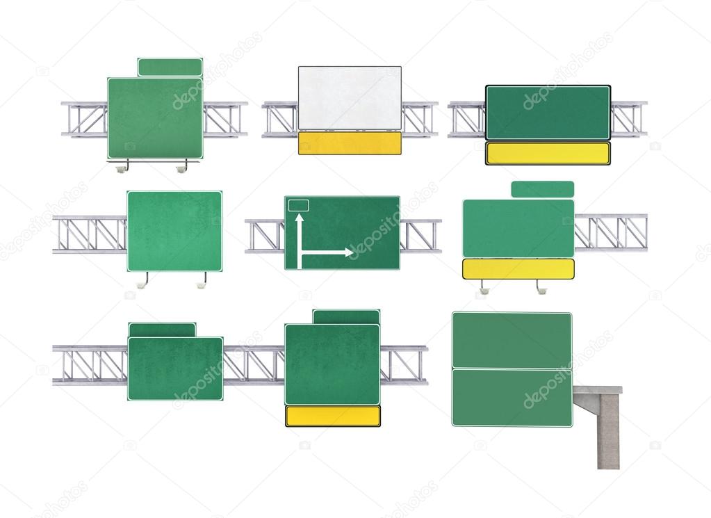 Collection of traffic signs, isolation on a white background