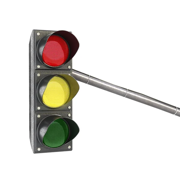 Traffic light, lights yellow light isolated on white background — Stock Photo, Image