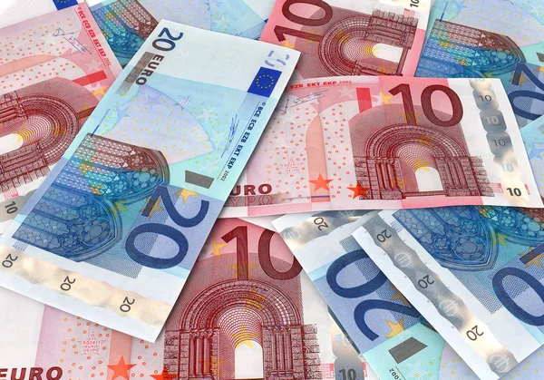 Billets en euros fond vingt et dix — Photo