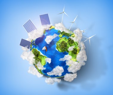 Concept of green energy and protect enviroment nature. Green pla clipart