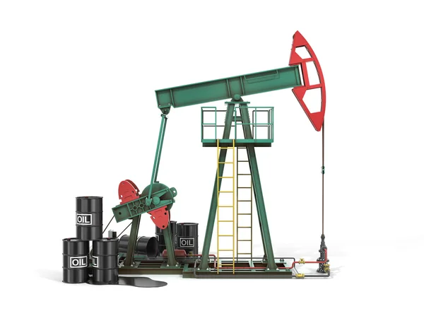 Ölpumpe mit Ölkanistern 3D. Schwarzes Gold. — Stockfoto