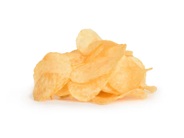 Potatis chips på vit bakgrund — Stockfoto