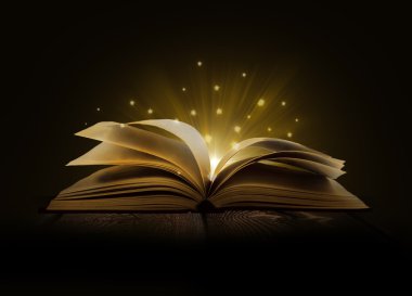 sihirli ışıkları açık sihirli kitap görüntü