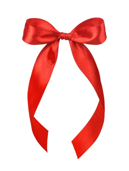 Hermoso arco de regalo de satén rojo, aislado en blanco — Foto de Stock