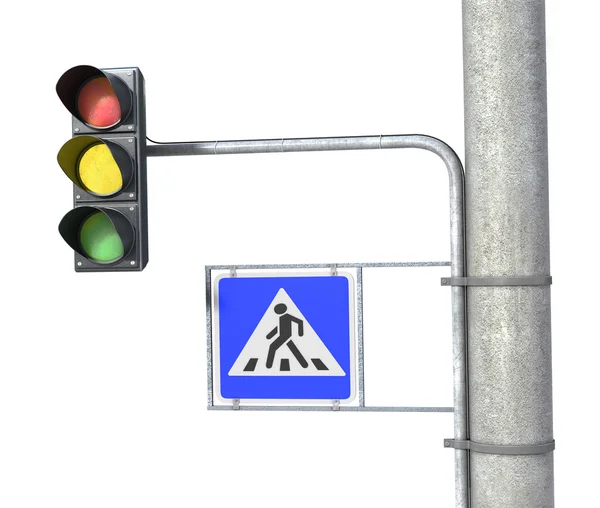 Traffic light and pedestrian sign — Stock Photo, Image