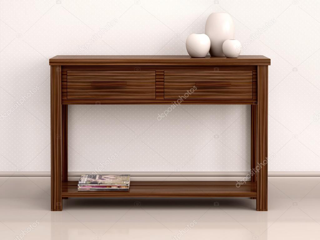 3d illustration of wooden chest of drawer
