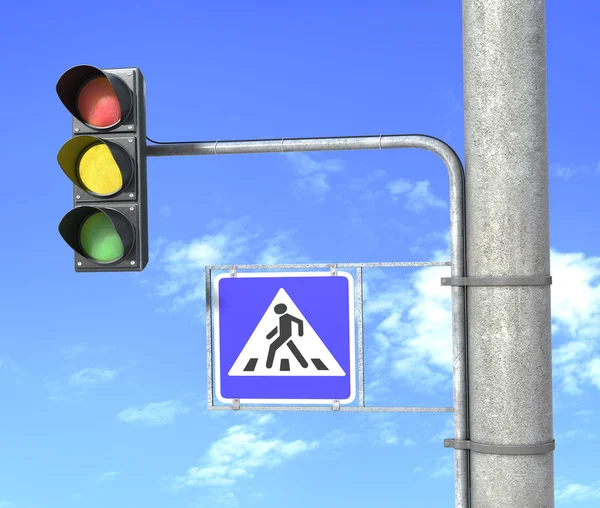 Traffic light and pedestrian sign — Stock Photo, Image