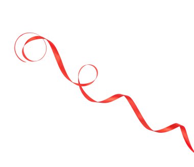 Beyaz arka plan üzerinde izole bükülmüş saten şerit