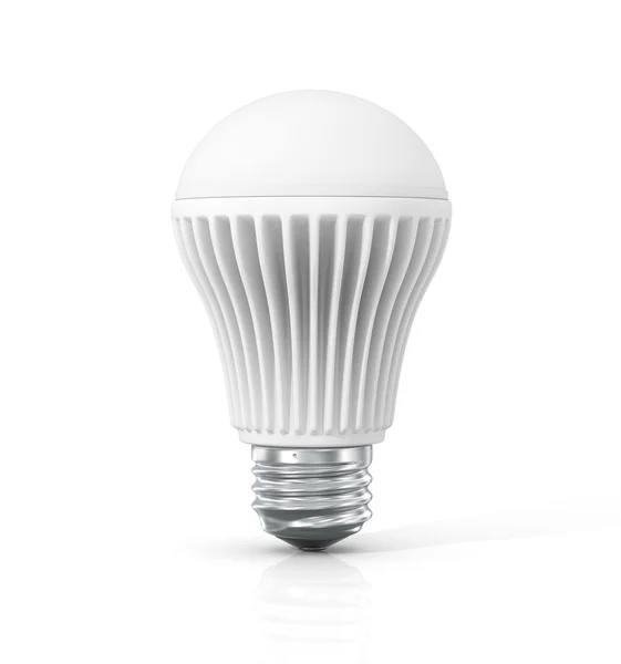 Energia verde. Lampadina a LED sullo sfondo bianco . — Foto Stock