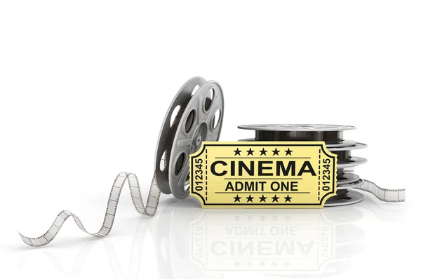 Filmrollen, Eintrittskarten und Klappbrett. Video-Ikone — Stockfoto