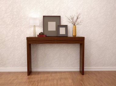 duvarın yanında dekoratif tablo 3D çizimi