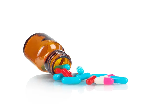 Pill bottle Pills spilling out of pill bottle — Stock Photo, Image