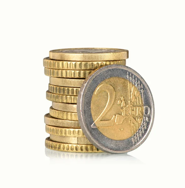 Stack of euro coins isolated — Stock Photo, Image