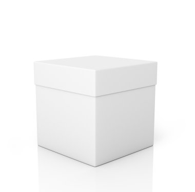 Beyaz bir arka plan üzerinde beyaz kağıt kutusu.