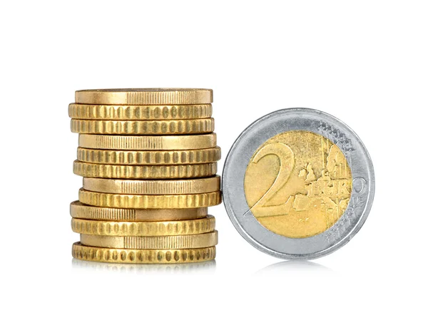 Stack of euro coins isolated — Stock Photo, Image