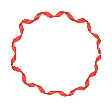 kırmızı kurdele beyaz arka plan üzerinde izole yuvarlak çerçeve