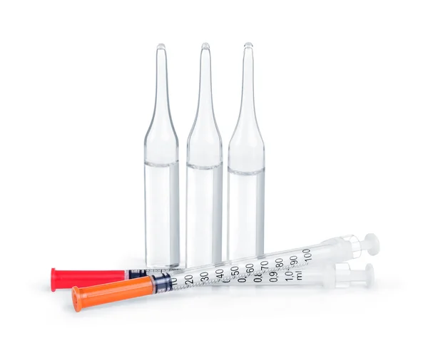 Gyógyszerek és fecskendő injekciós vakcina és és ampulla — Stock Fotó