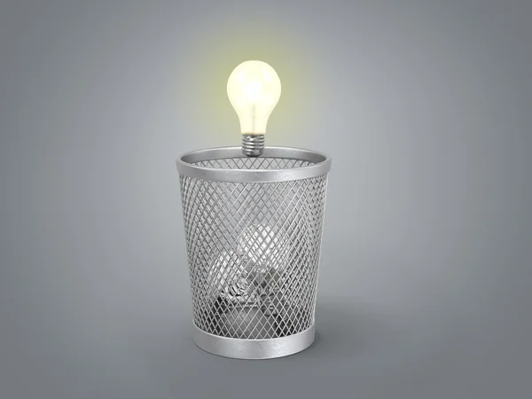 Eureka; fikir yeniden doğmuş kavramı; altında parlayan ampul — Stok fotoğraf