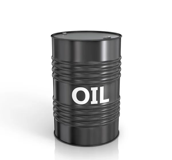 Barril de óleo preto no fundo branco . — Fotografia de Stock