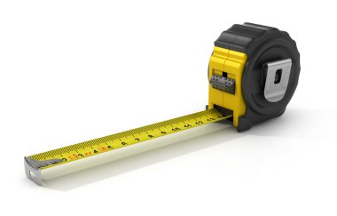 3D render şerit metre beyaz arka plan üzerinde izole.