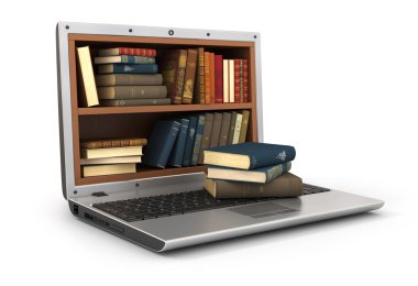 E-öğrenme eğitim veya Internet Kütüphanesi kavramı. Bookshe